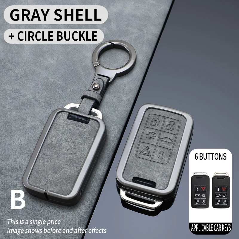 5/6 Tasten Zink-legierung + Leder Auto Fernbedienung Schlüssel Fall Abdeckung Schutz Halter Shell Schlüssel Fob Für Volvo XC60 V60 S60 S80 XC70 V40 – Detail 6