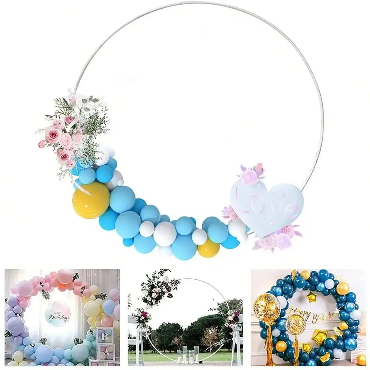 5ft 6ft Balloon Arch Bracket Kit, Circular Balloon Bracket, Suitable for Weddings, Birthdays, Baby Showers, Christmas Parties, D