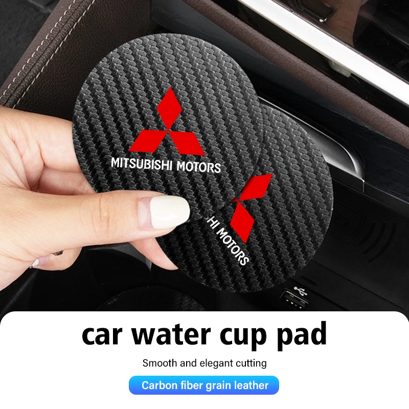 Universal Car Coaster Anti-Slip Carbon Cup Pad Bottle Holder Mat for Mitsubishi Outlander Lancer Cross Colt Xpander Mirage