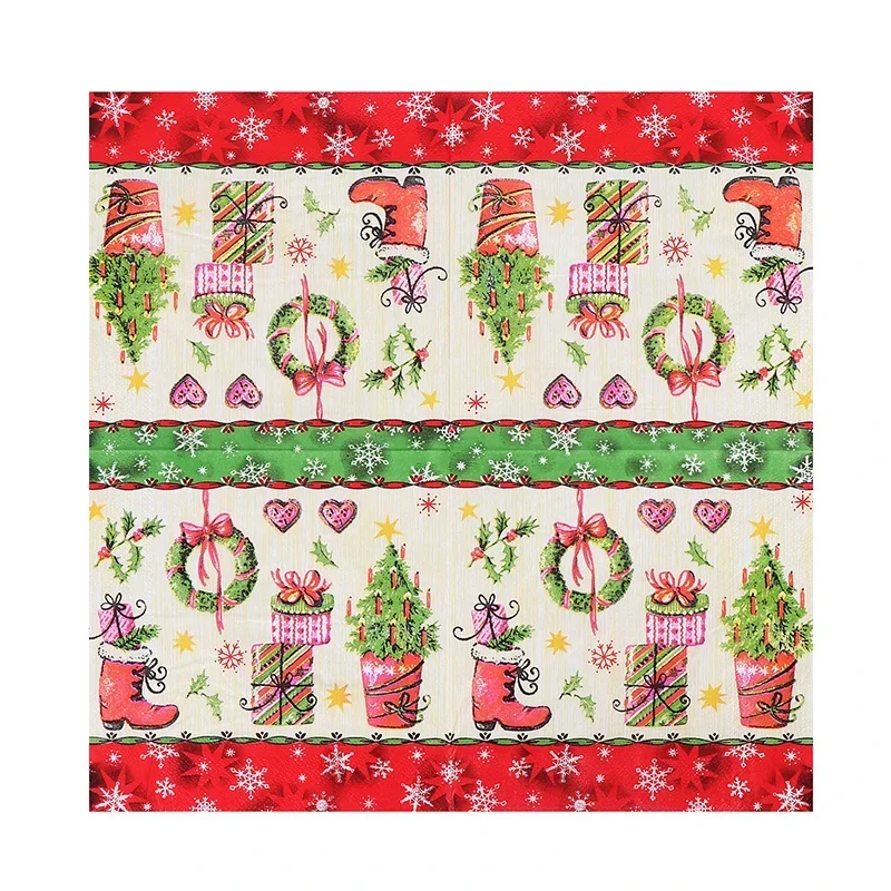 Colourful Printed Christmas Tree Tissue Paper 20pcs/Pac 33*33cm 2Ply Christmas Party Birthday Table Decoration Paper