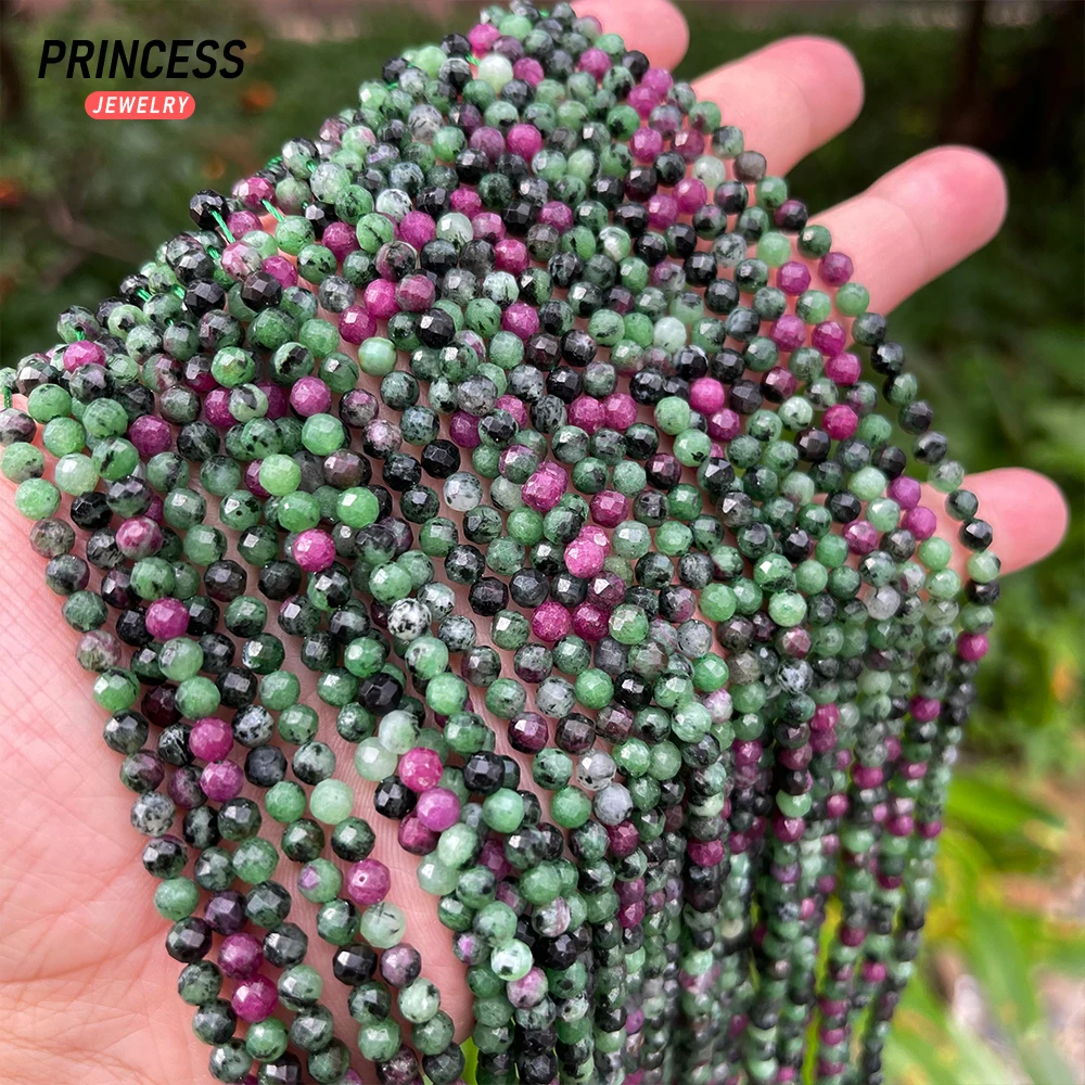 A++ Natural Ruby Zoisite Epidote 4.2mm Faceted Beads for Jewelry Making Bracelet Necklace Charms Beads DIY Accessories Wholesale 2
