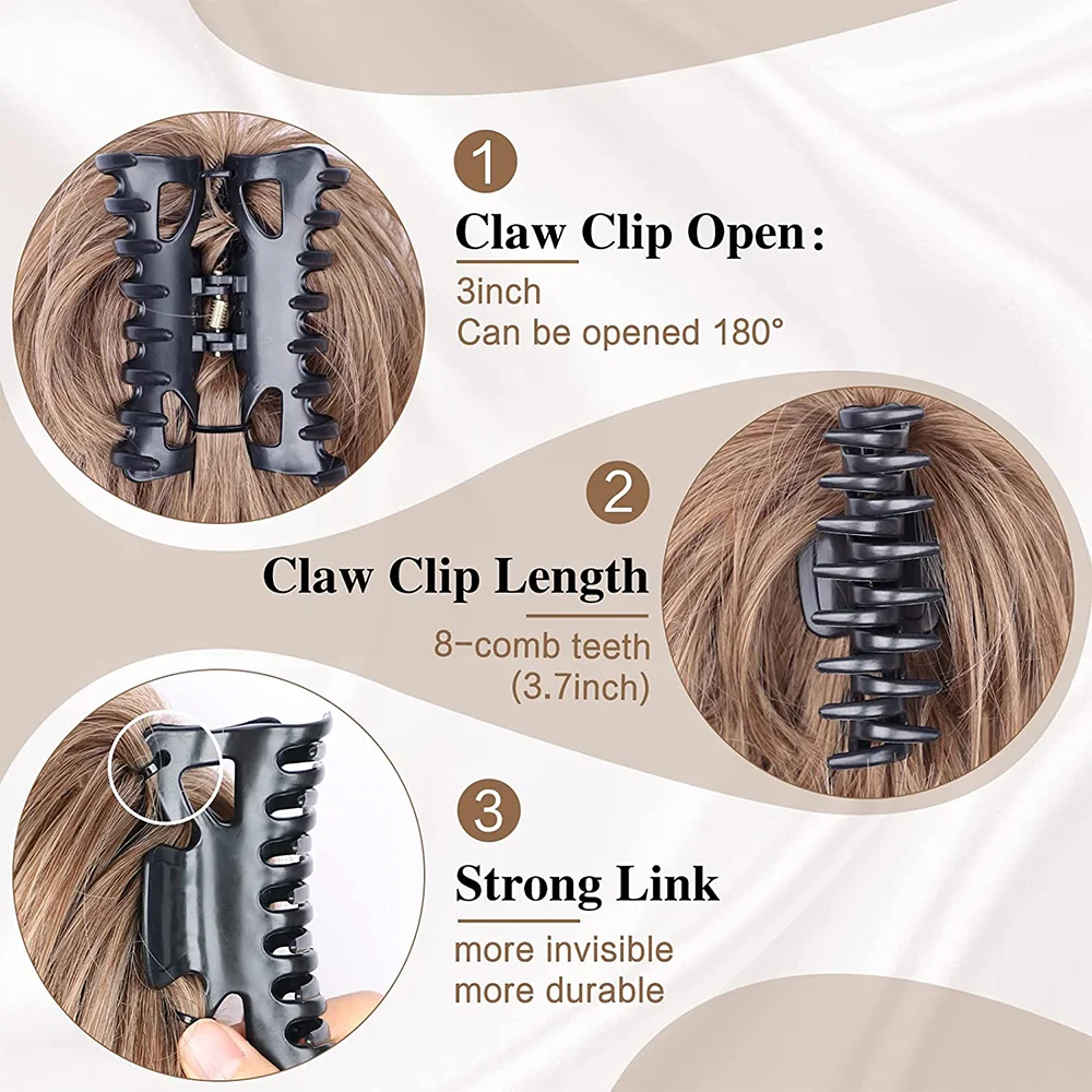Short straight synthetic high ponytail extensions claw clip in Messy Bun hair piece for women daily use