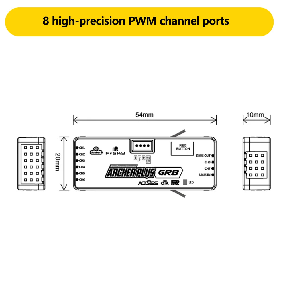 Récepteur FrSky Archer Plus GR8 8 canaux PWM ACCESS/ACCST D16