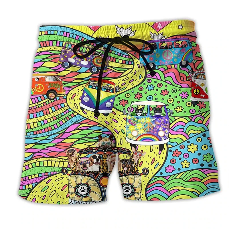 Colorful Graffiti 3D Printed Surfing Board Shorts Cool Summer Street Hip Hop Swim Trunks For Men Kids Vacation Beach Shorts 5