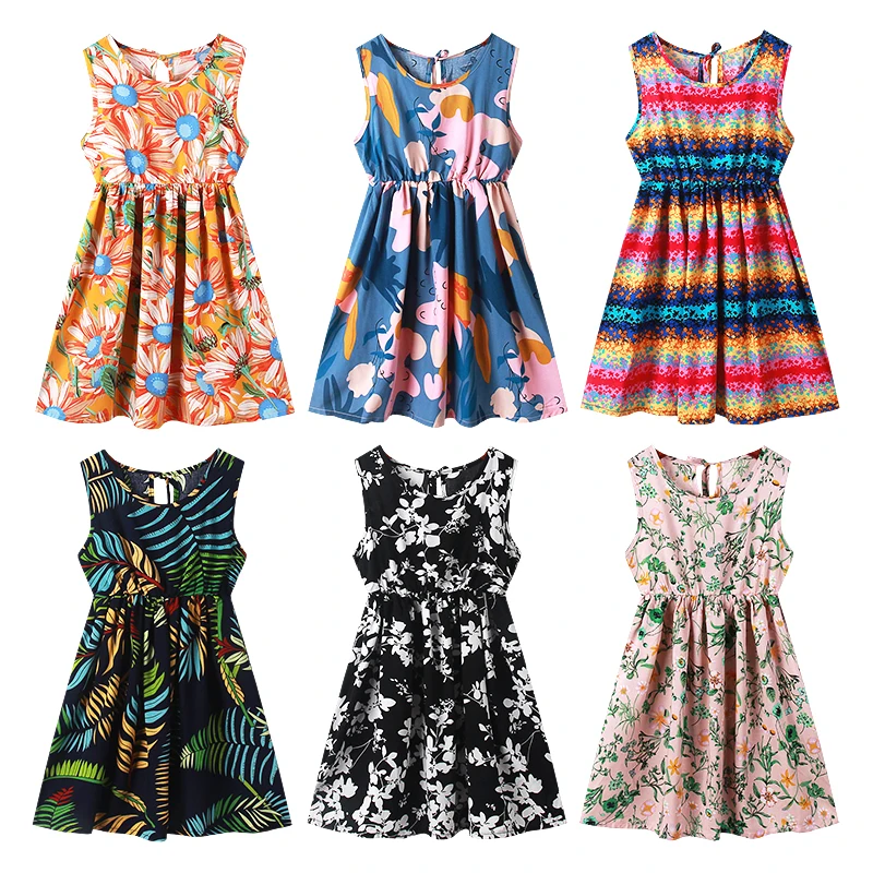 Toddler Girl Dresses Summer Baby Girls Vests Dresses 3T 6T 10T Flower Girl Children Bohemian Dress for Girls