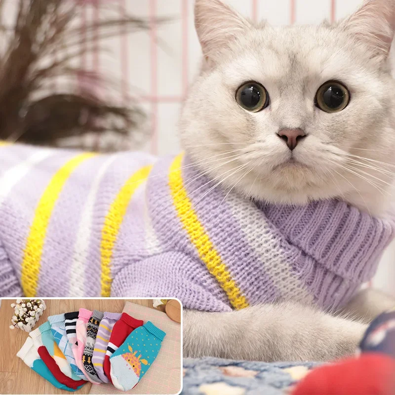 Fashion Winter Cat Sweater Vests Sphynx Cat Clothes for Cats Clothing Christmas Pet Clothes Kedi Katten Pullover Ropa Para Gatos