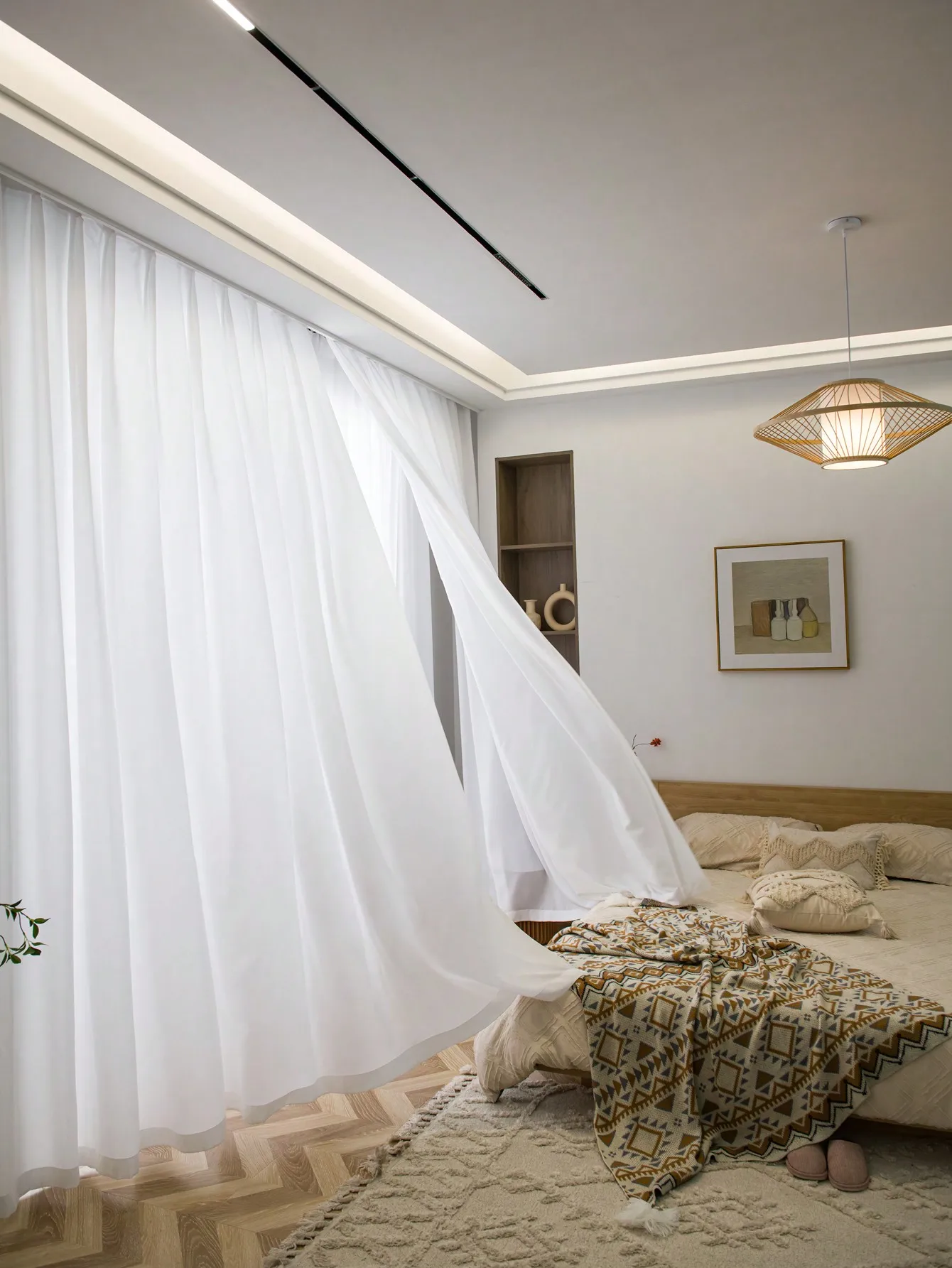 Popular Cheap Modern White Curtain Sheer with 100% Polyester Luxury Design for Bedroom Soft Light Airy Privacy Sheers for Living 4