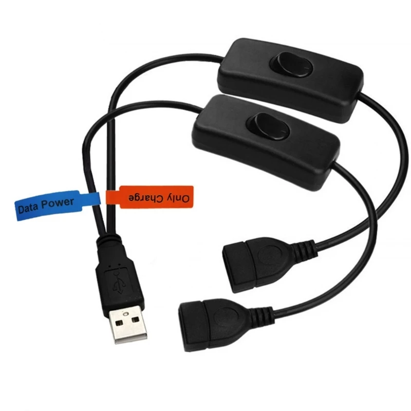 

USB Y Extension Cable with ON/Off Switches USB 2.0 Male to Female Splitter USB Data Power Extension Cable 30cm