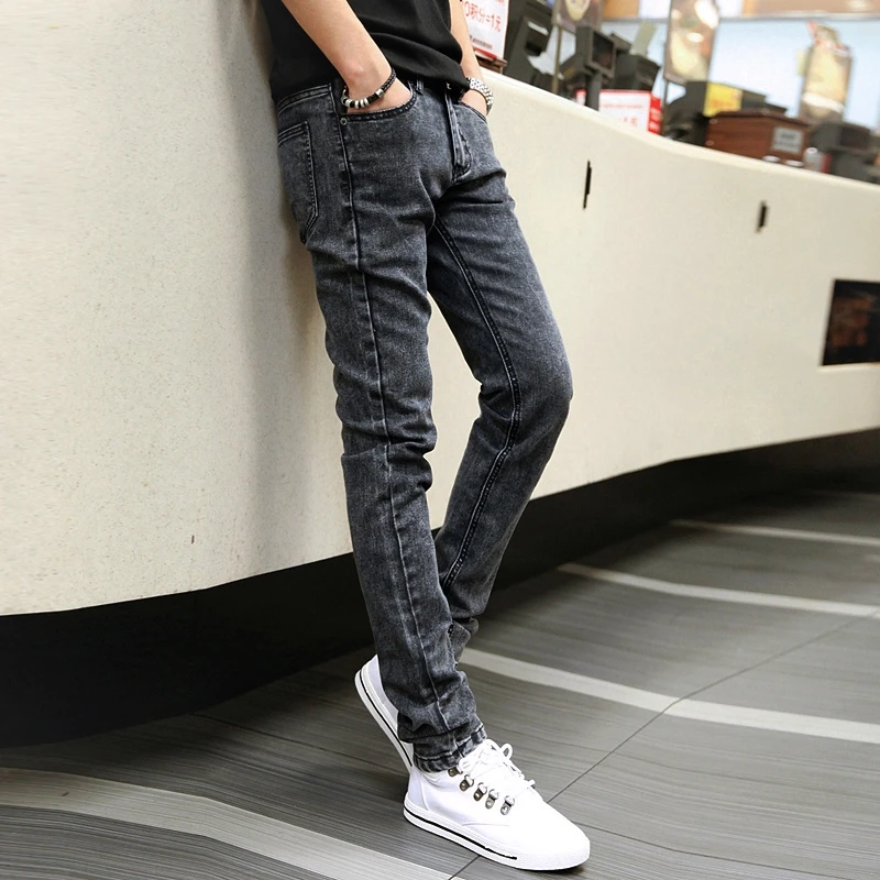 Men's Blue Jeans Casual Slim Fit Autumn Winter Fashionable All-Match Light Blue Denim Pants Youth Style Long Trousers