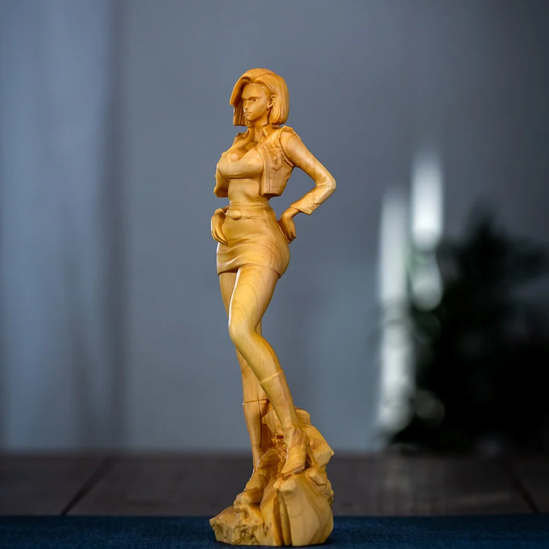 Xs571-20x6x5cmクールガールボクサーウッド彫刻風水木彫り可愛い女性