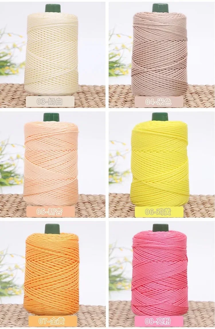 3mm farbige verdrehte gewebte Seil Hohl faden Handwerk dekorative DIY hand gefertigte Tasche Kordel zug Gürtel Zubehör Polypropylen faser – Detail 10