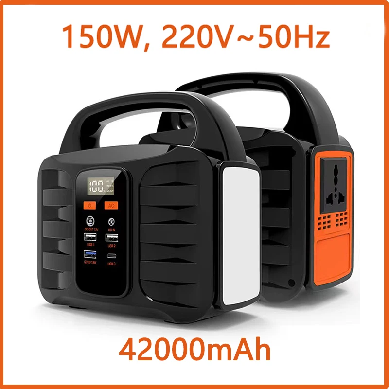 Solar Generator Battery Charger 42000mAh Portable Emergency Power Station Outdoor Camping Power Bank Supply 155wh Inverter