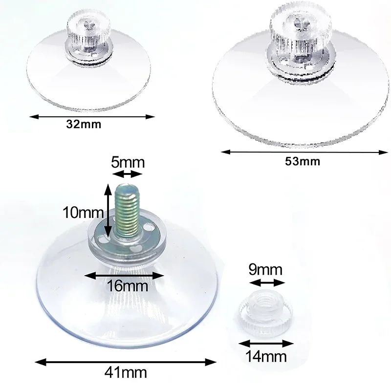 Clear Suction Cup Hooks with Screw Nuts - Strong Adhesive Holders