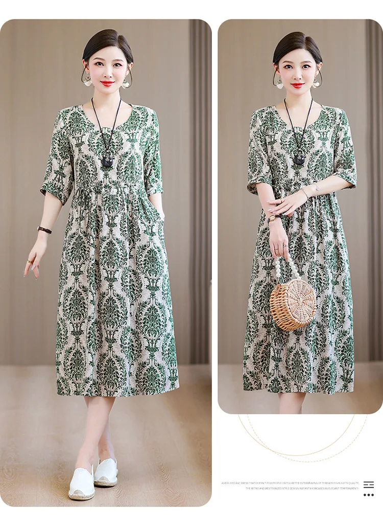 Neue Temperament Mittleren Alters Mutter Nachthemden Baumwolle Rayon Langes Kleid frauen Sommer Nachthemd Plus Größe Schlaf Hemd XL-5XL – Detail 19
