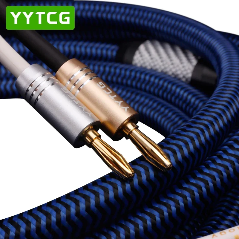 Фото YYTCG Hifi динамик кабель OCC Чистая медь 6n Occ аудио динамик провод с позолоченным банановым штекером №5