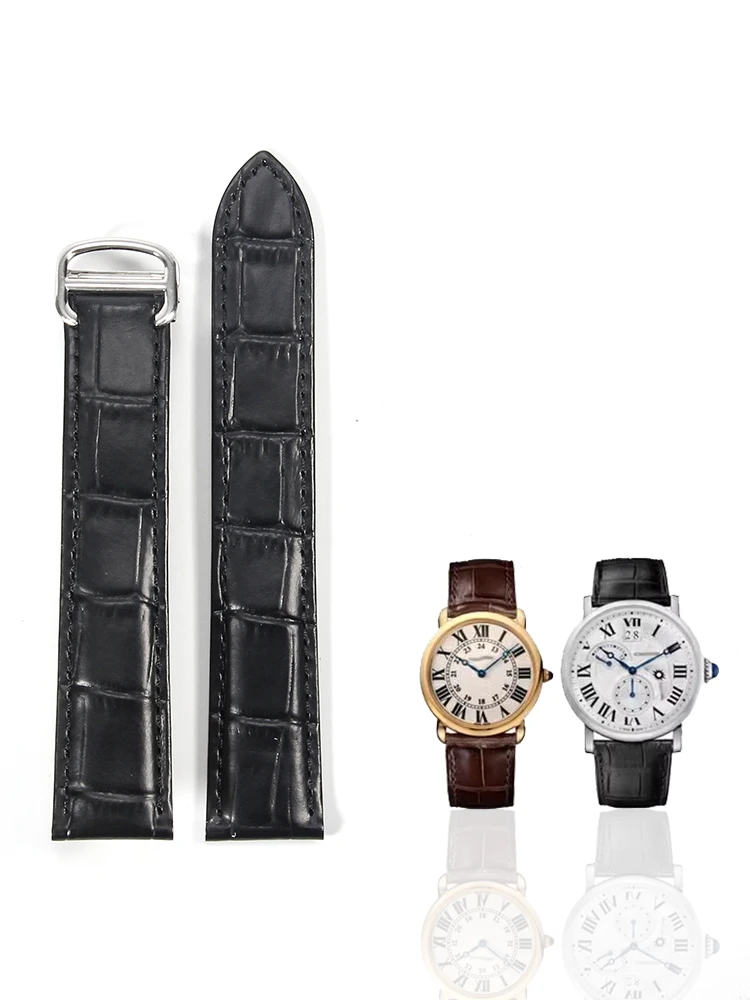 Per Cartier Tank Bamboo Knot Pattern Uomo Donna In Vera Pelle Fibbia Pieghevole Sostituisci Must 18 20Mm London Solo Watchband