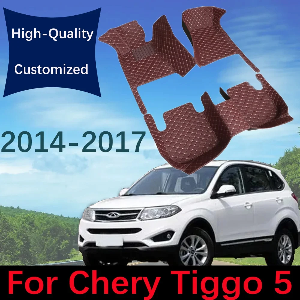 

Custom Leather Car Floor Mats For Chery Tiggo 5 2014 2015 2016 2017 Fashion Automobile Carpet Rugs Foot Pads Accessories