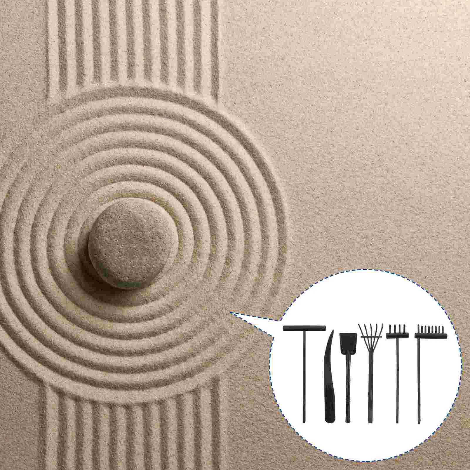 Set 4 Attrezzi Da Giardino Zen In Bambù | Mini Rastrello Per Tavolo Sabbia | Decorazione Casa E Ufficio - Foto 7