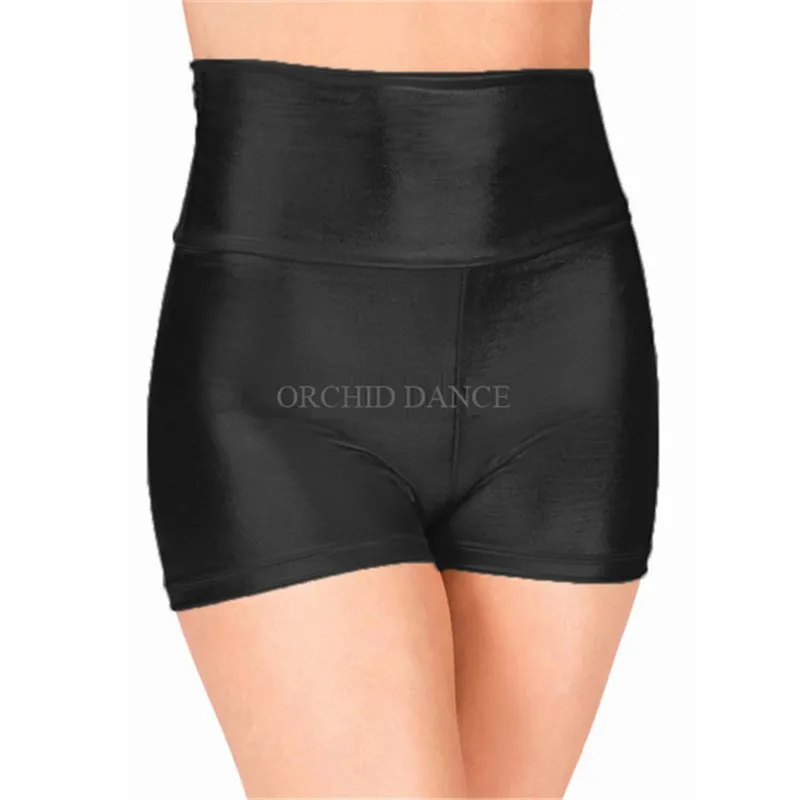 

Women Girls Cheap Shiny Coated High Waist Wholesale Gymnastics Shorts