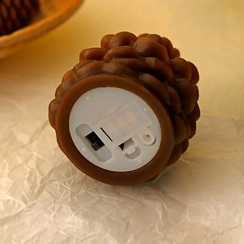 Pine Cone Led Candles Emitting Color:beige 3