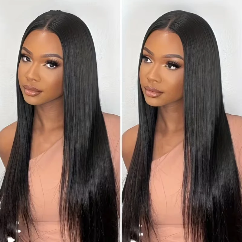 200 Density 6x4 HD Lace Put On And Go Glueless Closure Wigs Human Hair Straight Human Hair Pre Plucked Pre Cut Human Hair Wig 1