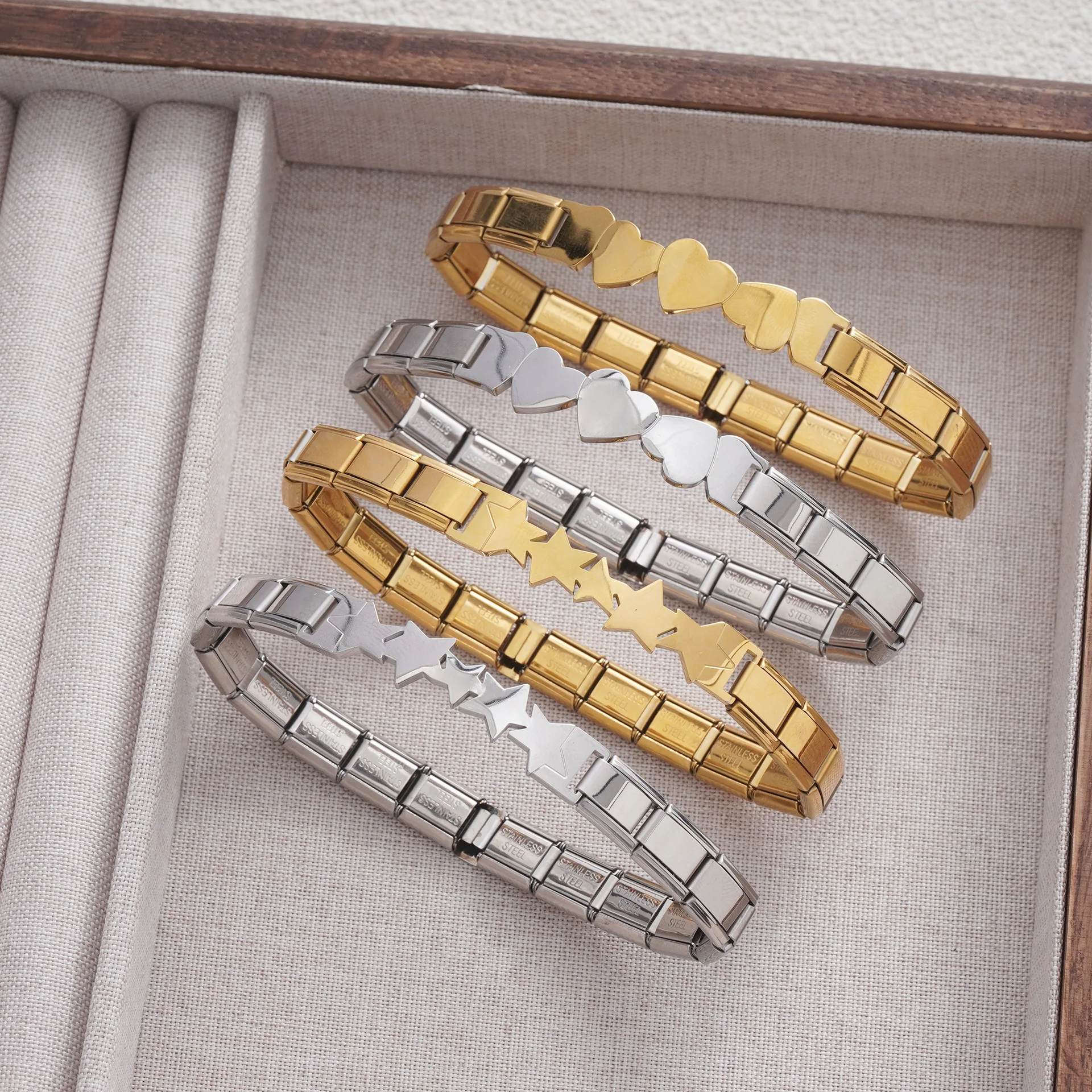 Italian Charm Link Bracelets For Women Men Italian Charm Link 9mm Width Silver Gold Color Stainless Steel Bracelets on Hand DIY Making Jewelry