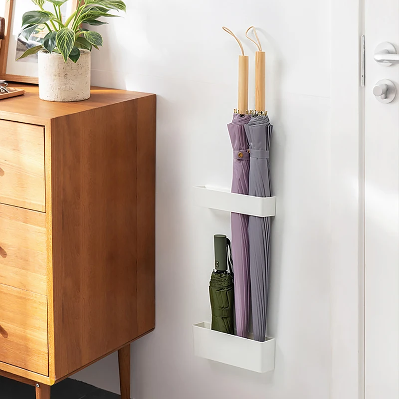 Wall Mounted Umbrella Holder Nail Free Fastener Style Multi-Functional Household Umbrella Storage Rack