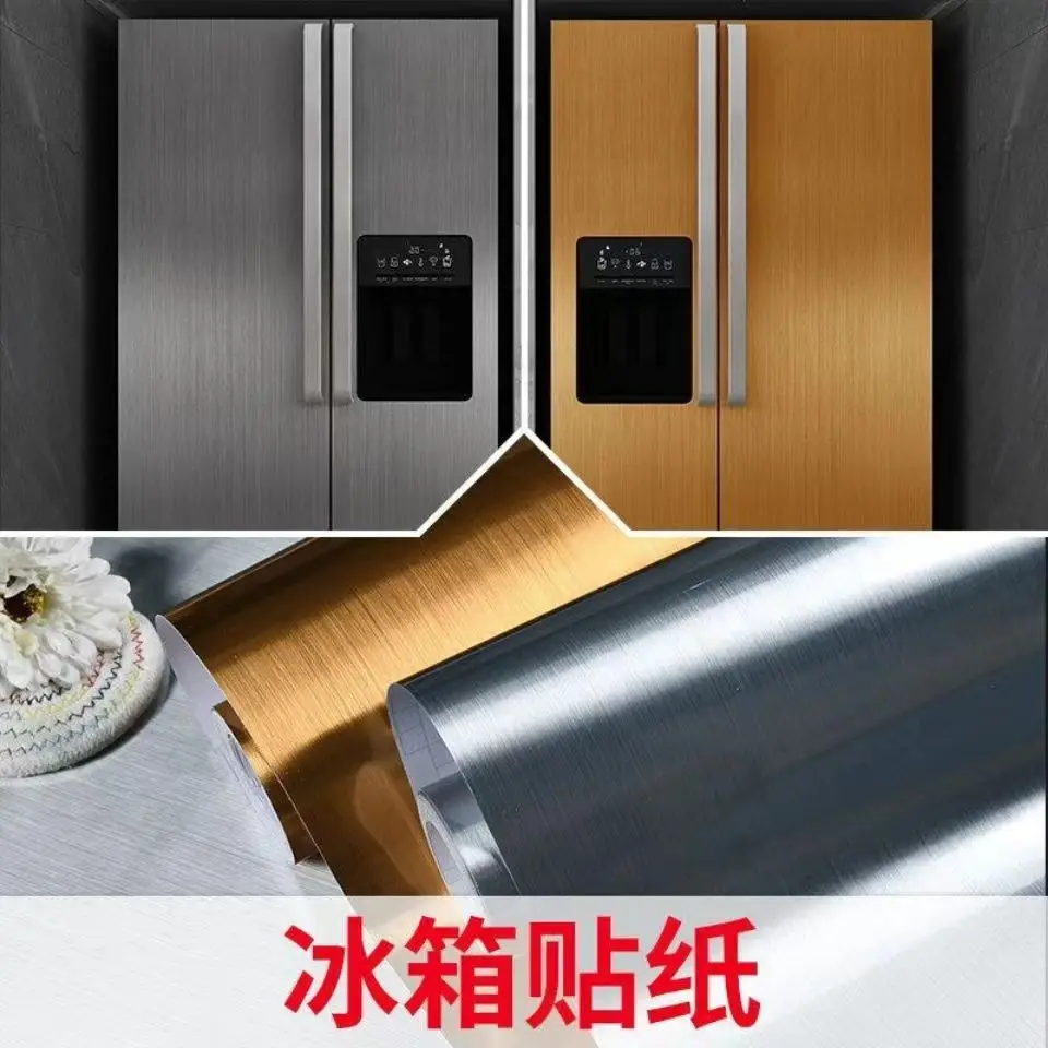 Description Picture 2 of itemSelf-Adhesive Waterproof oil-proof freezers Refurbished kitchen cabinets cooktop stickers elevator wallpaper metal brushed film