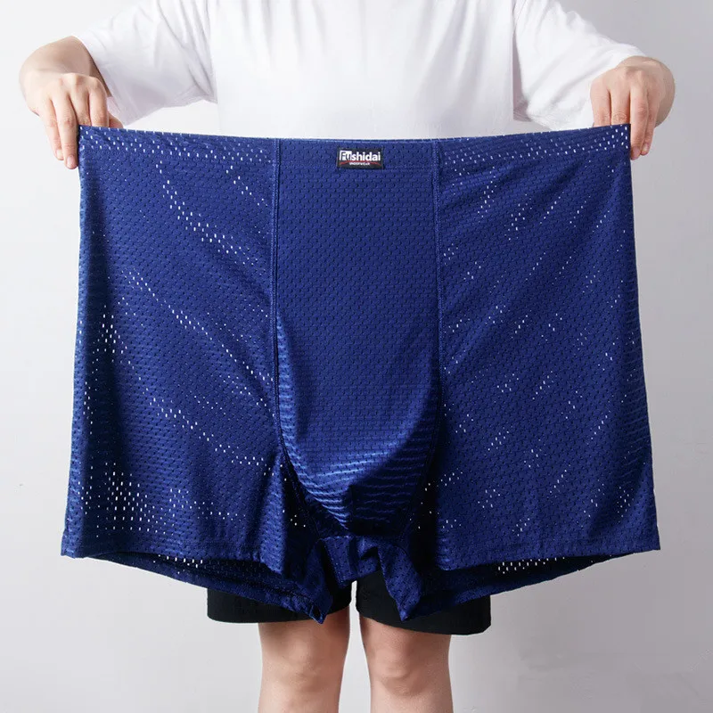 Mesh Ice Silk Summer Men Cool Boxers Chinlon 200KG Plus Size 13XL 12XL 10XL  High Waist Underwear Breathable Male Thin Boxershort