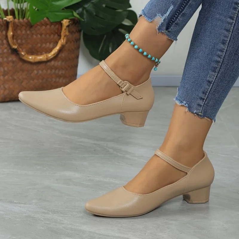 Neue Runde Kopf Flach Platz Ferse Schuhe frauen Elegante Mode High Heels Kleid Schuhe Zapatos Mujer – Detail 19