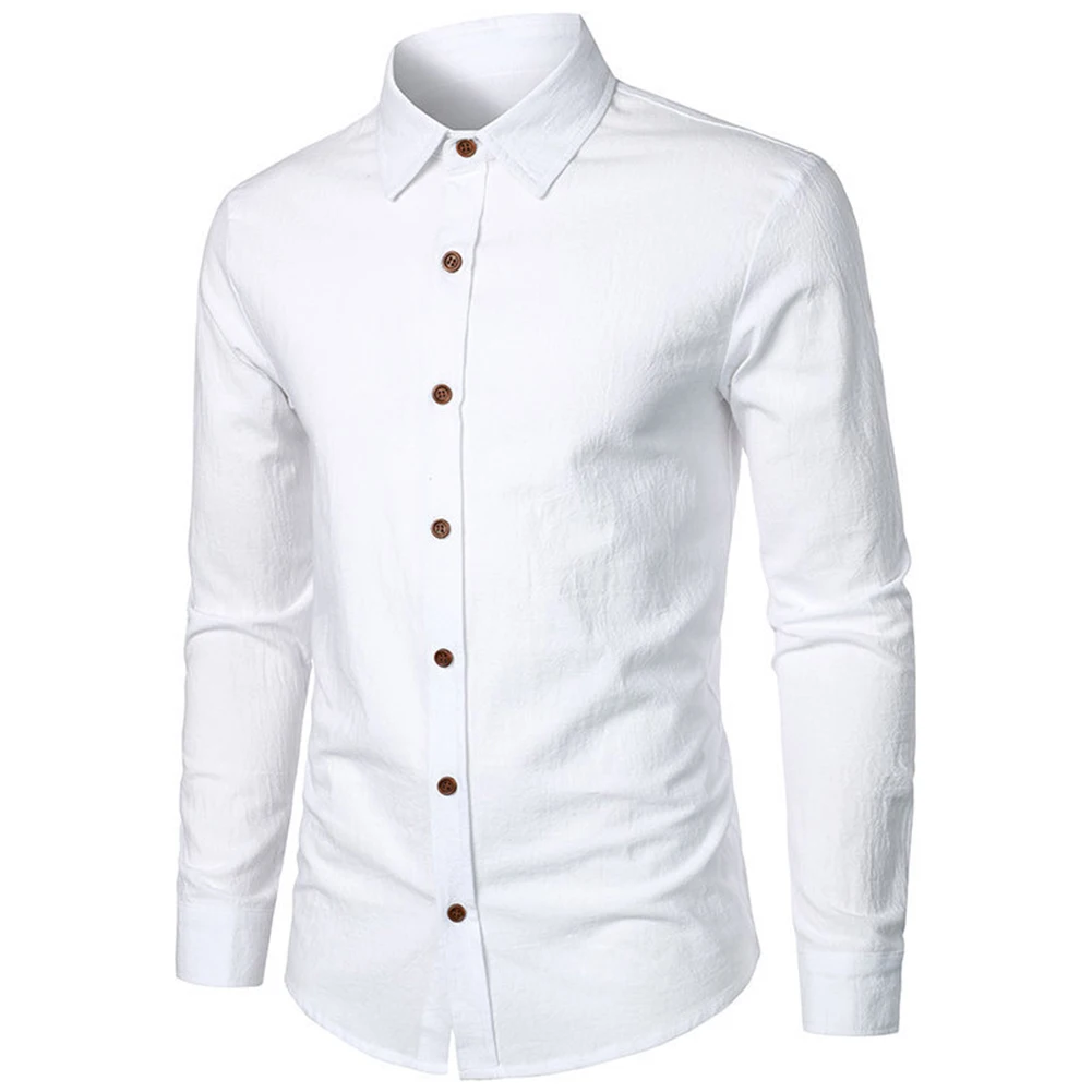 

Cotton Linen Men's Shirts Button Down Solid Color Tops for Spring Autumn Winter Perfect for Outdoor Activities