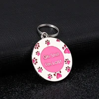 “OH S**T I’M LOST” Personalized Pet Tag – Engraved Stainless Steel Pendant for Pet ID Name and Number – Adjustable and Jeweled Pet Accessory