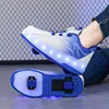 Two Wheels Children's Led Light Roller Skate Shoes For Kids Boys Girls Glowing Sports Luminous Sneakers Skateboard USB Charging 4