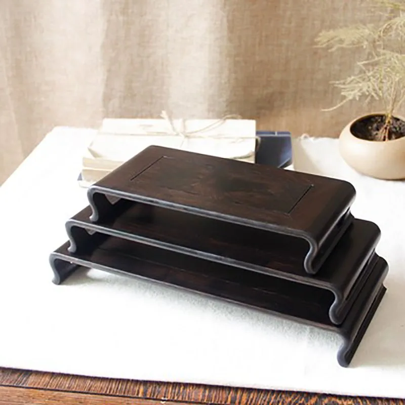 Rectangular Mahogany Base, Book Roll, Purple Light, Sandalwood Decoration Bracket, Stationery, Potted Plant, Vase, Handicraft