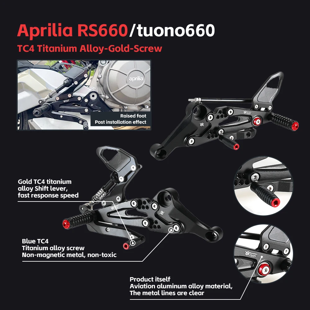 Rs660 Spider Rearsets Motorcycle CNC Adjustable Rear Set Rearsets Footrest Foot Rest For ...