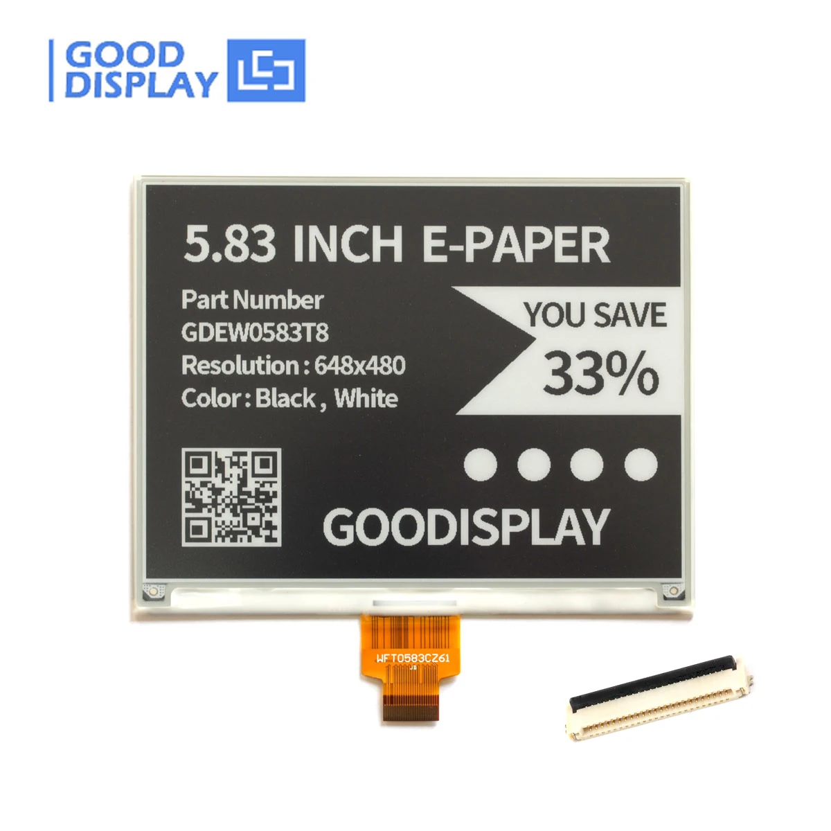 Ecrã Paper-like Eink Ecrã de Atualização Rápida Epaper Resolução 800×480 Gdew0583t8 583