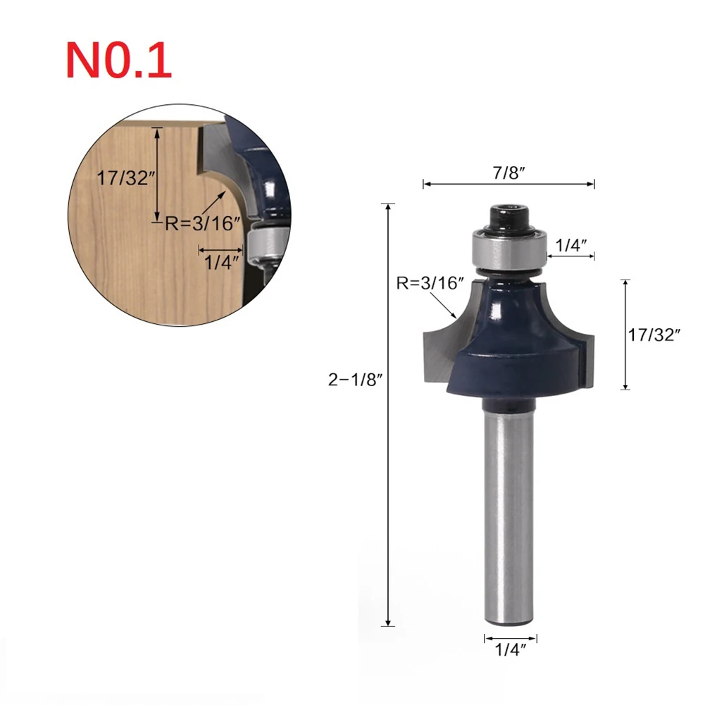 

Over Router Bit1 Router Bit Router Bit With Bearing 1/4 Shank Corner Round Over For Woodwork Milling Cutter Round Over