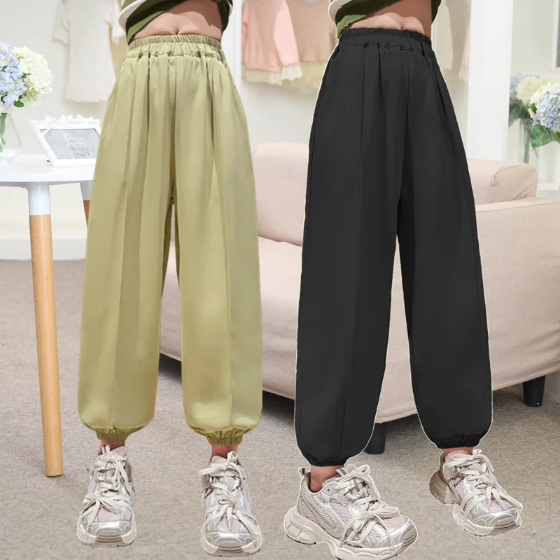 

Girls' Summer Pants 2023 Children Ice Silk Mosquito-proof Trousers Kids Thin Long Pants 8-15 Years