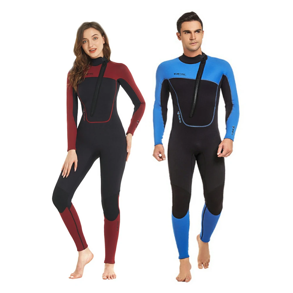 

3MM Neoprene Diving Suit Men's Fashion One Piece Long Sleeve Sun Protection Surfing Women's Swimming Water Sports Diving Suit