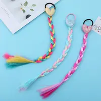 Synthetic Girls Braided Ponytail Love Heart Sequined Colorful Braid Headband Hair Ornament Rubber Bands Kids Cartoon Ponytail 1