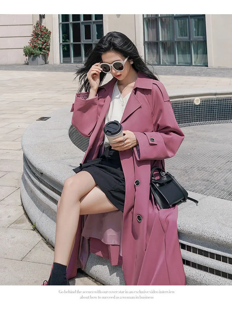 rab coat womens 2021 New Women Solid Color Trench Coat Turn Down Collar Loose Style Women Long Trench Femme Women Autumn Coat Streetwear long green puffer coat