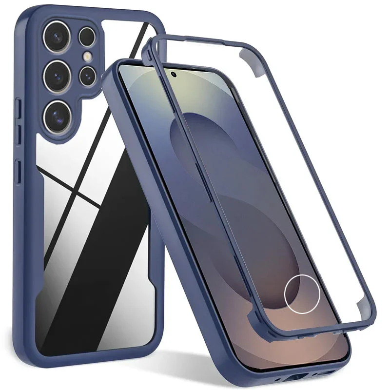 360° Clear Shockproof Phone Case with Silicone Soft Frame and Screen Protection Cover
