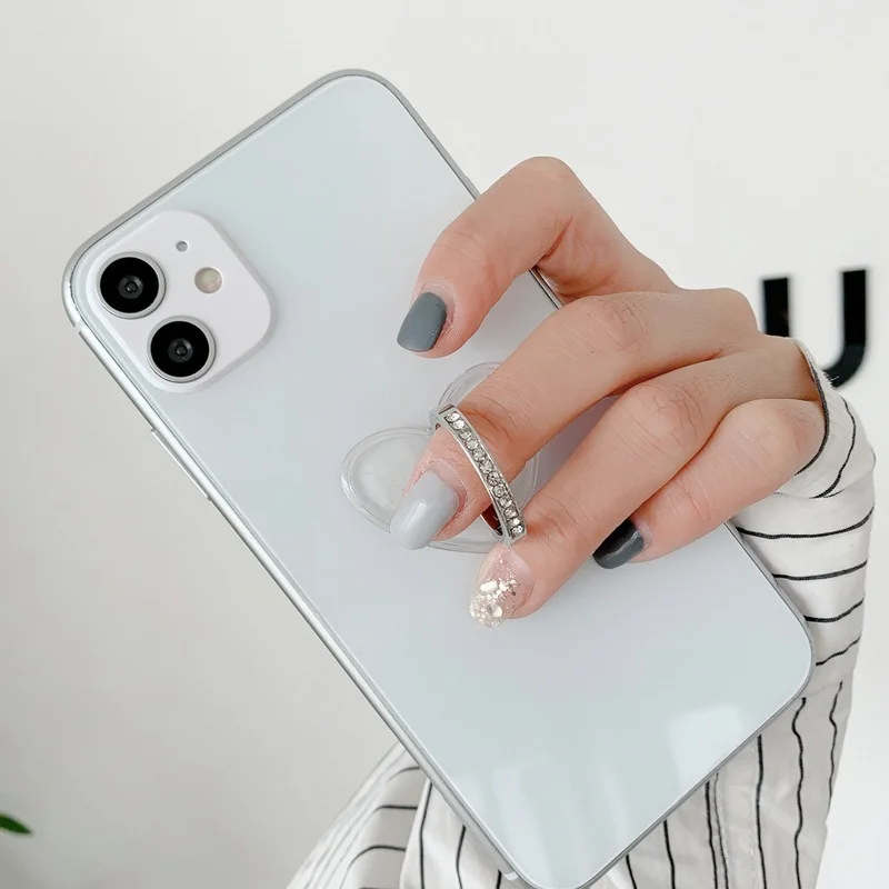 Clear Diamond Ring Phone Holder with 360° Rotation Finger Grip