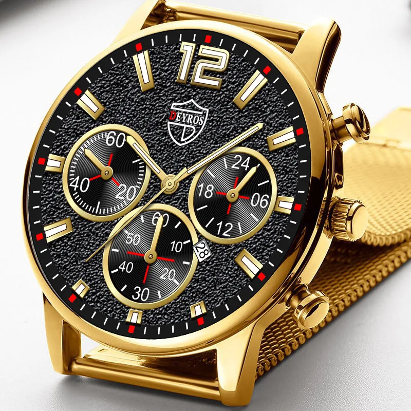 

Fashion Men's Calendar Wrist Watch Men's Stainless Steel Watch Leisure Sports Student Watch Glow In The Dark 2023 DEYROS