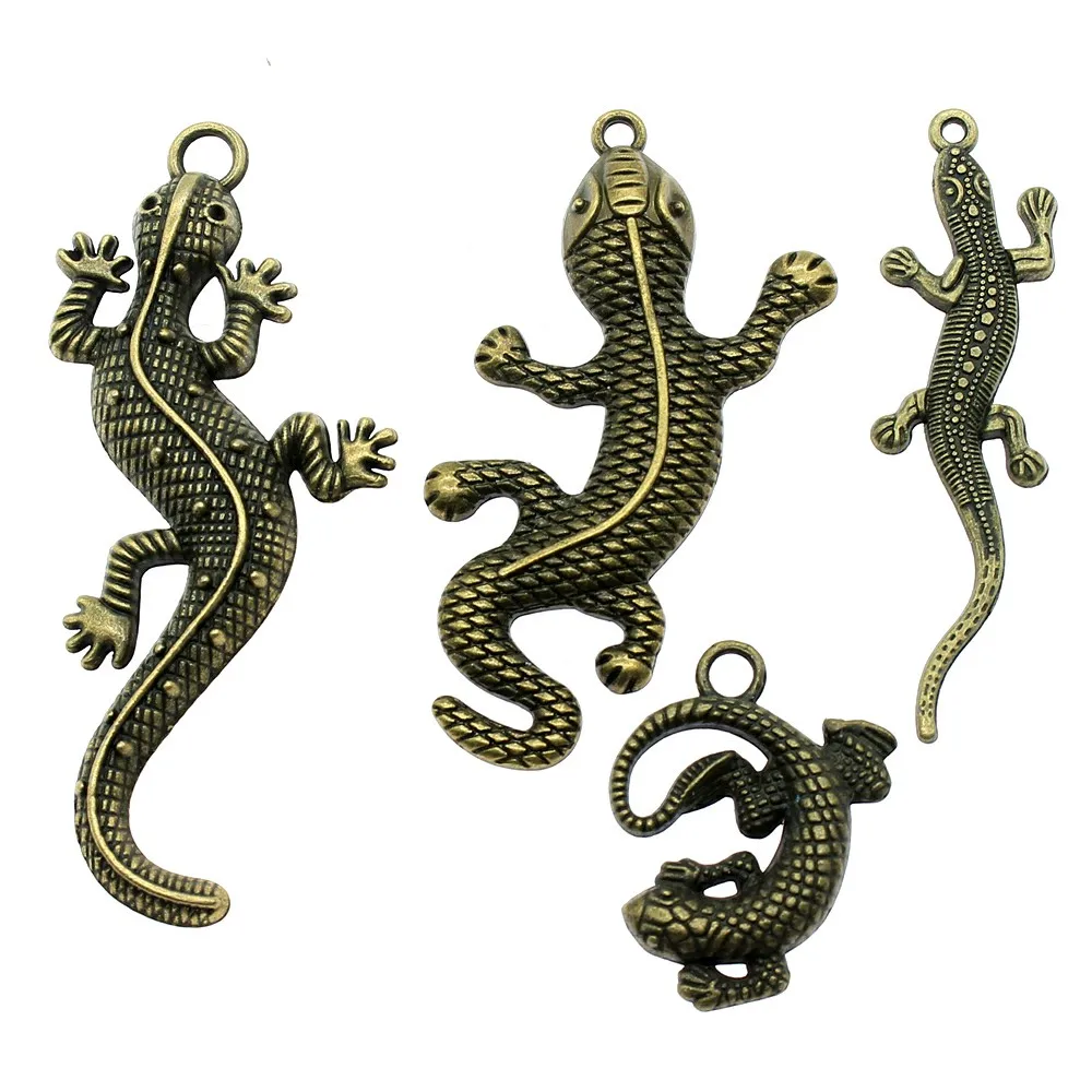 

5pcs Antique Bronze Color Gecko Charm Pendants Jewelry Accessories Lizard Charms For Jewelry Making