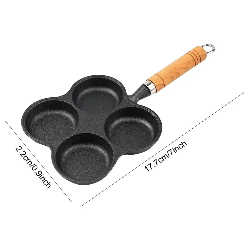 4-Hole Cookware Pancake Pan Non Stick Egg Pancake Steak Cooking Pan Hamburg Bread Breakfast Maker for Gas Stove Induction Cooker