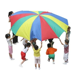 2-3M Diameter Outdoor Rainbow Umbrella Parachute Kids Cooperative Games Playground Kindergarten Fun Sports Team Building