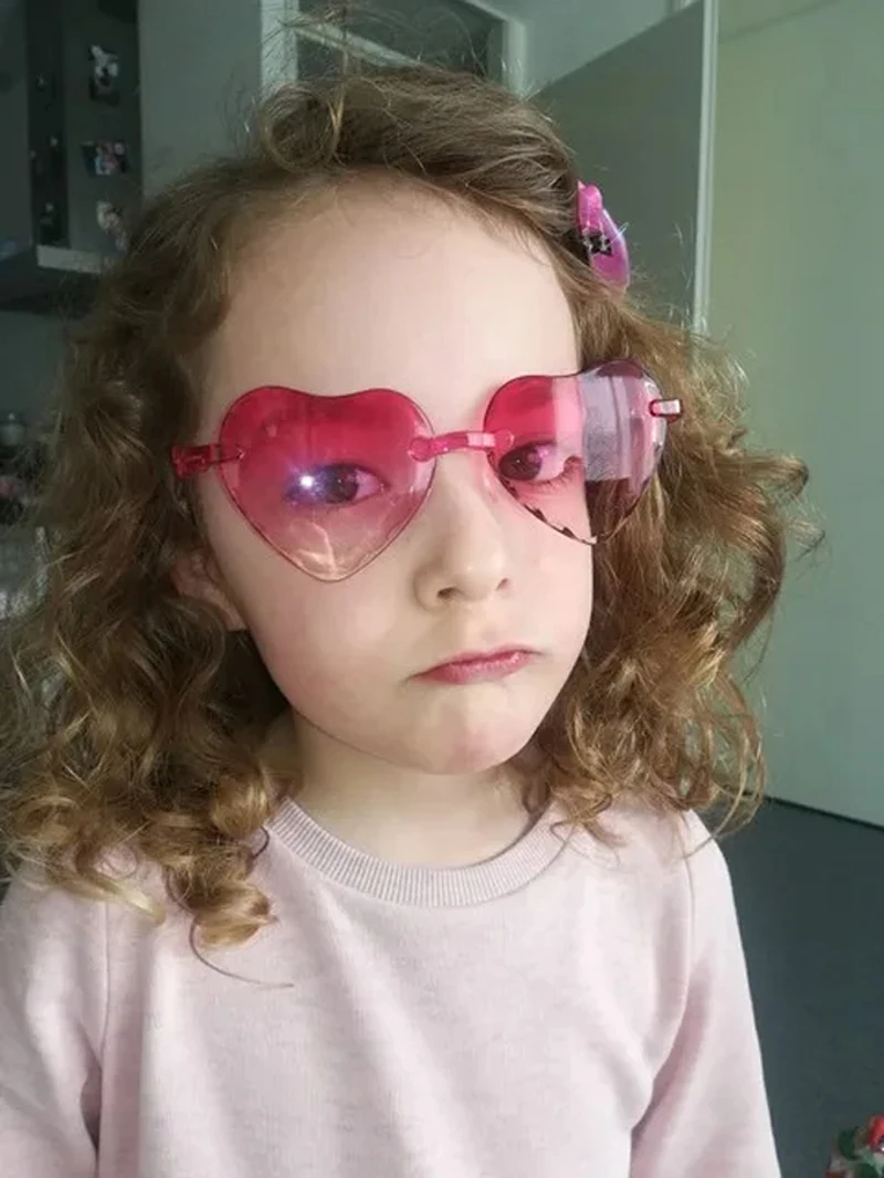 Factory Rimless Sunglasses Kids 3-8T Plastic UV400 Child Glasses Heart Shaped Lovely Baby Girls Infantil Eyewear n620