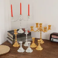 2pc European Style Metal Candlestick Candles Holders Gold Silver Dropshipping Wedding Ramadan Eid Religion Decorations Home 3