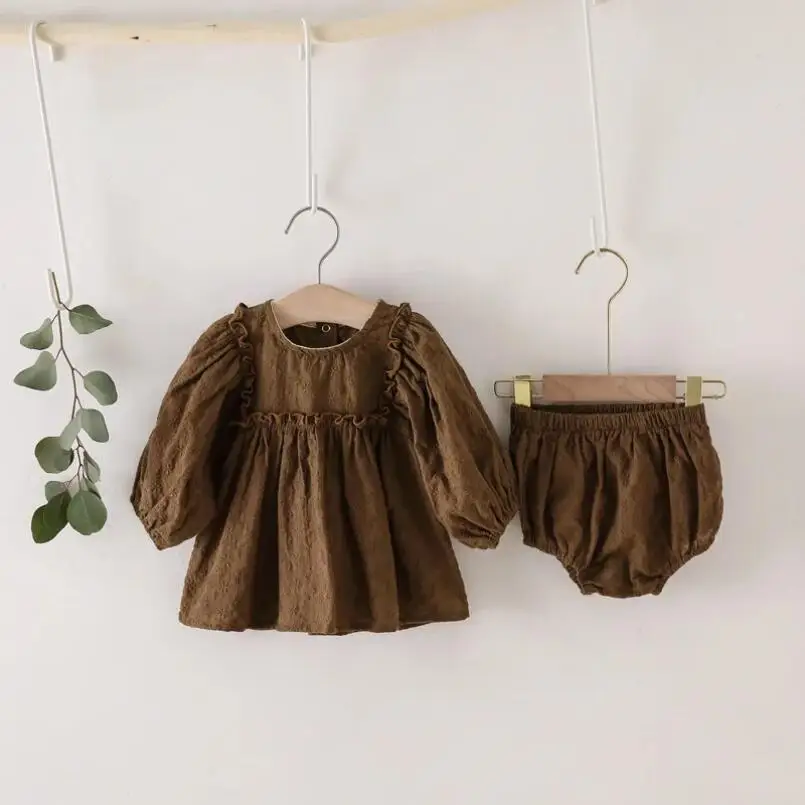 Baby Mädchen Spitze Stickerei Kleidung Sets Vintage Langarm Spitze Bluse + Bottom Shorts 2 stücke Outfits für Kleinkind Frühling anzüge – Detail 8